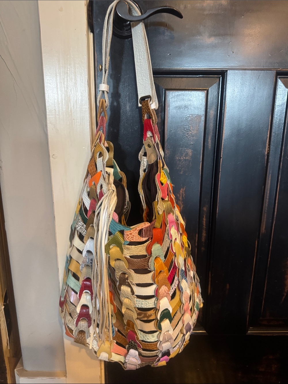 Multicolor Woven Leather Shoulder Bag - Stylish Everyday Tote